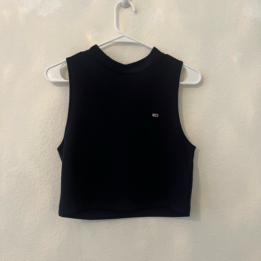 NWT Tommy Hilfiger Black Logo Tank‎ Top Crop Top Shirt Size L
